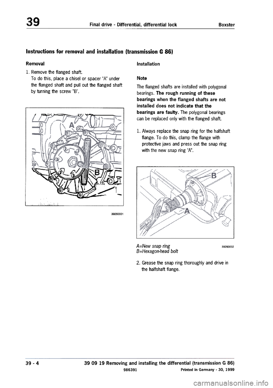 PORSCHE 986 BOXSTER 1997  Workshop Manual 