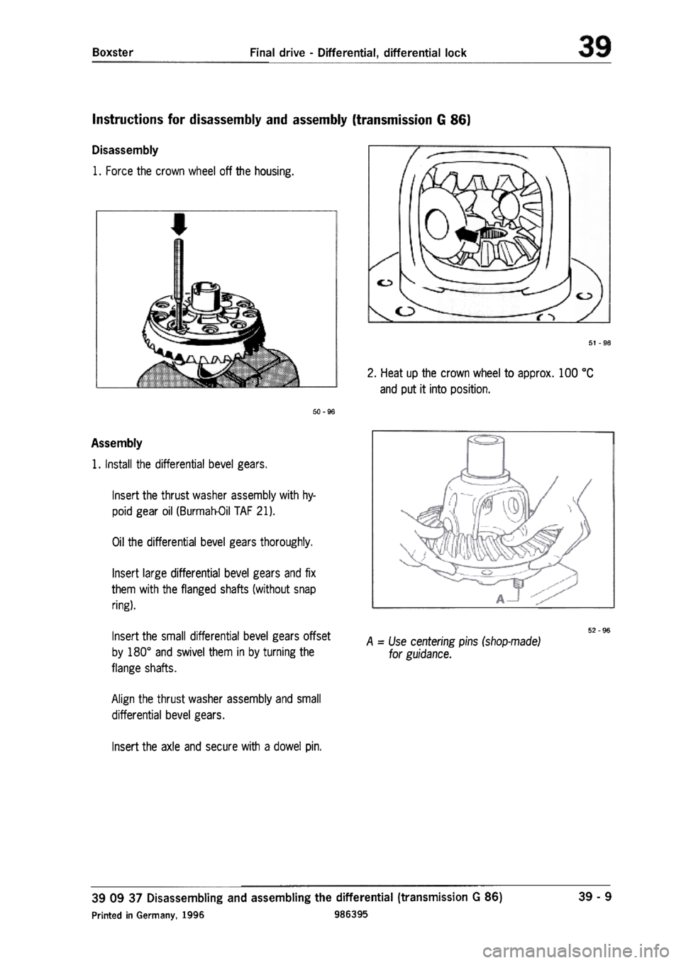 PORSCHE 986 BOXSTER 1997  Workshop Manual 