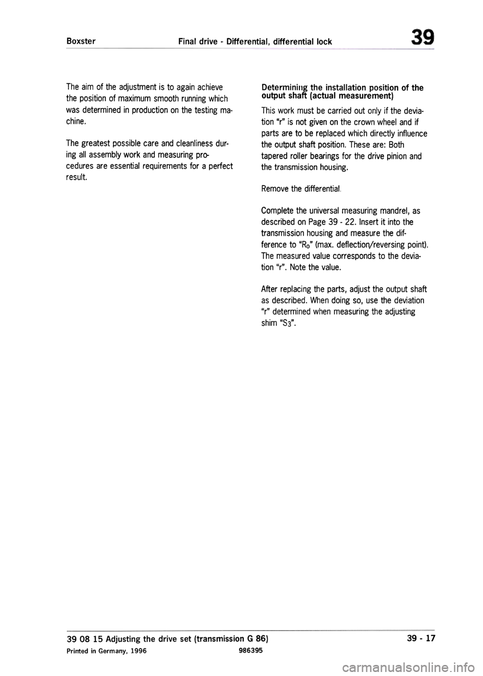 PORSCHE 986 BOXSTER 1997  Workshop Manual 