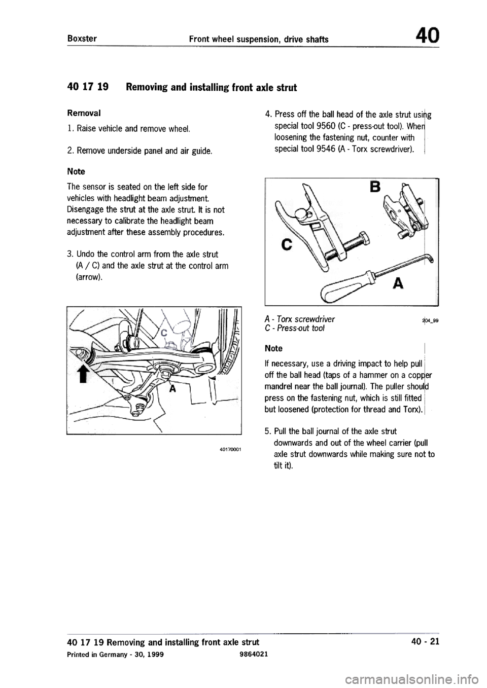 PORSCHE 986 BOXSTER 1997  Workshop Manual 