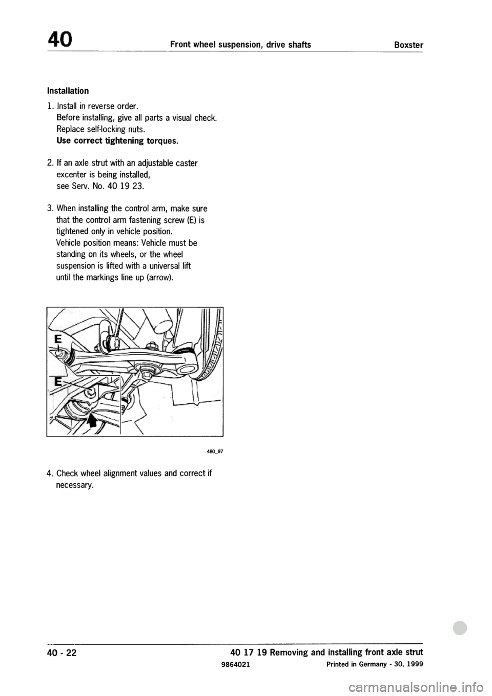PORSCHE 986 BOXSTER 1997  Workshop Manual 
