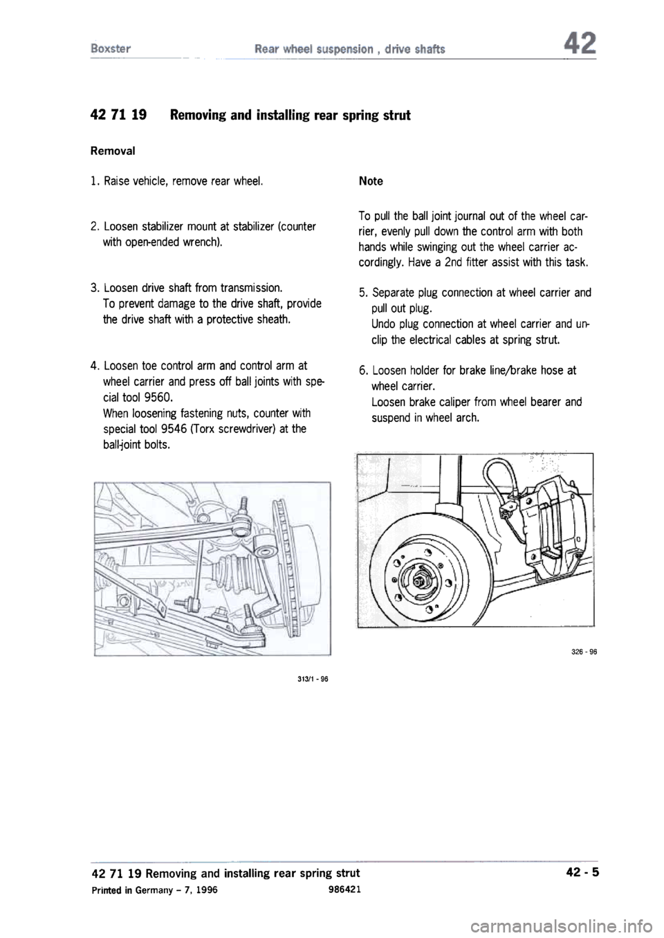 PORSCHE 986 BOXSTER 1997  Workshop Manual 