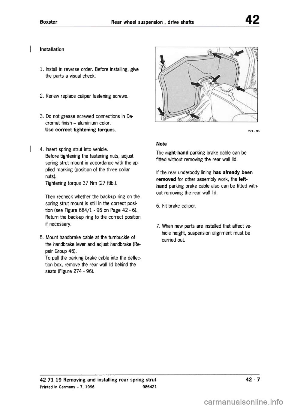PORSCHE 986 BOXSTER 1997  Workshop Manual 