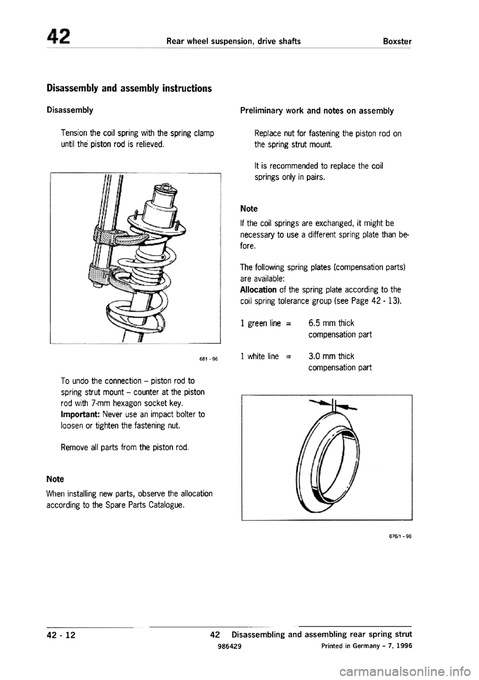 PORSCHE 986 BOXSTER 1997  Workshop Manual 