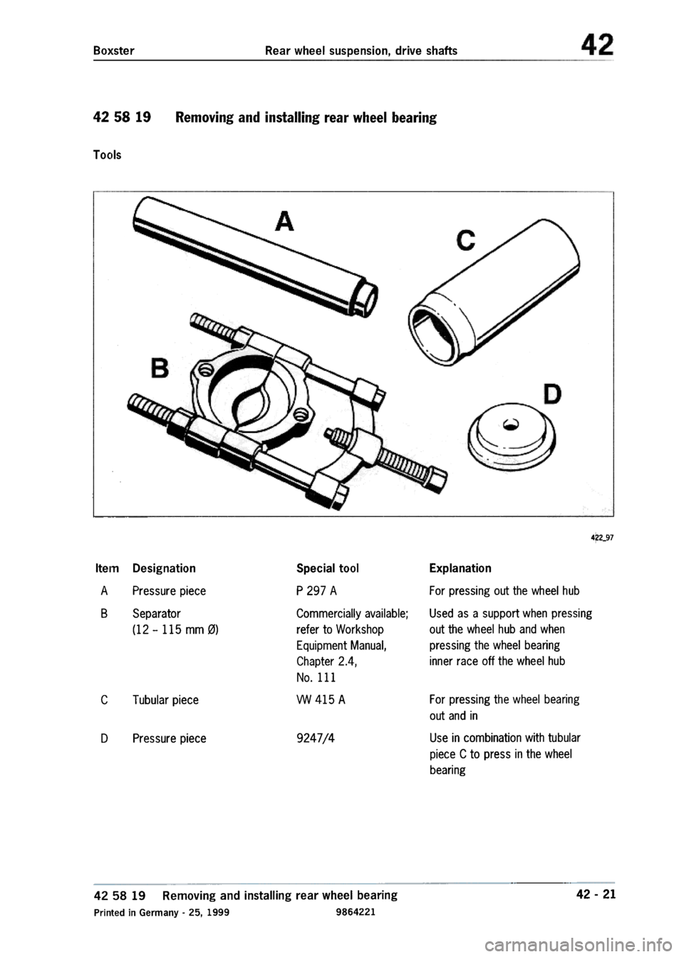 PORSCHE 986 BOXSTER 1997  Workshop Manual 