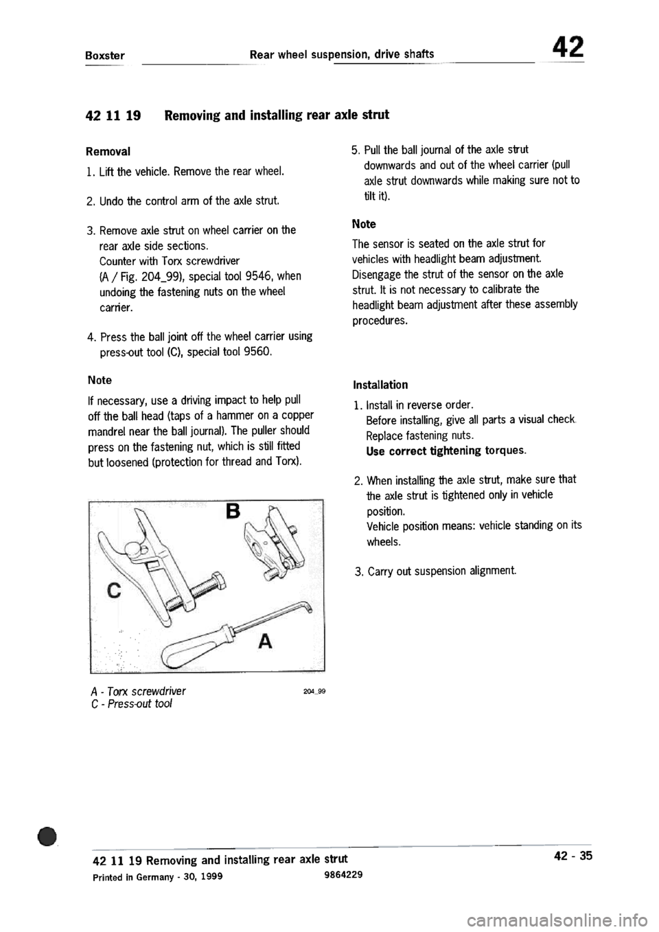 PORSCHE 986 BOXSTER 1997  Workshop Manual 