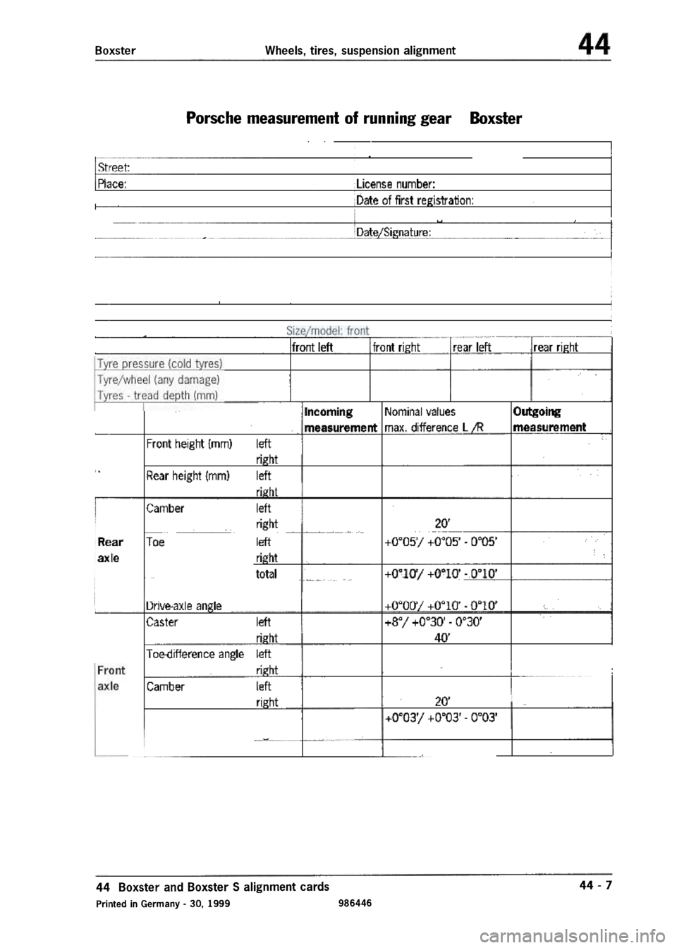 PORSCHE 986 BOXSTER 1997  Workshop Manual 