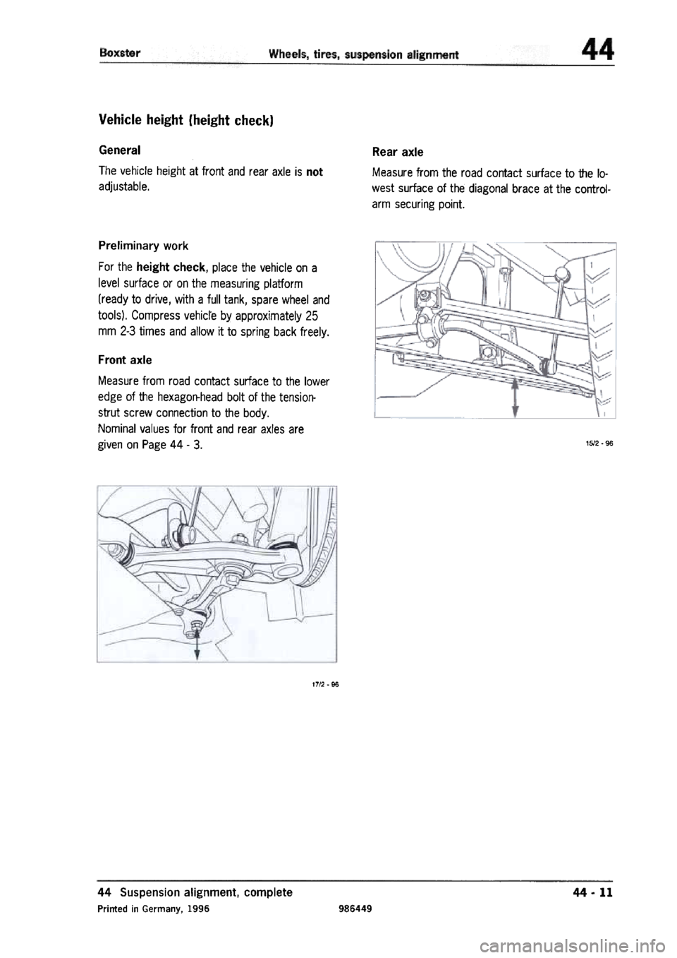 PORSCHE 986 BOXSTER 1997  Workshop Manual 