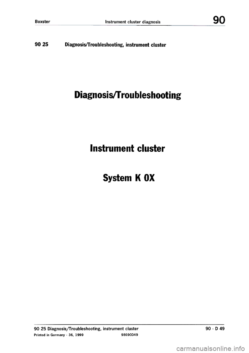 PORSCHE 986 BOXSTER 1997  Workshop Manual 