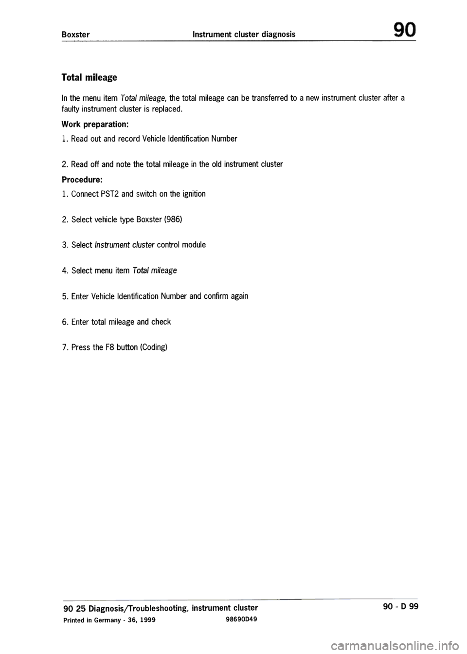 PORSCHE 986 BOXSTER 1997  Workshop Manual 