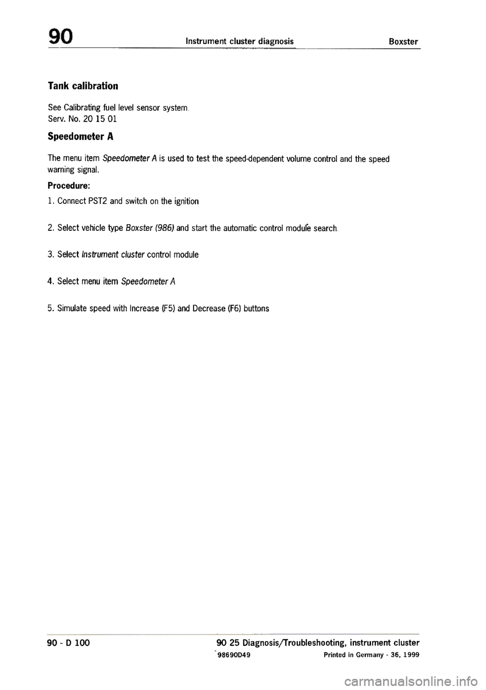 PORSCHE 986 BOXSTER 1997  Workshop Manual 