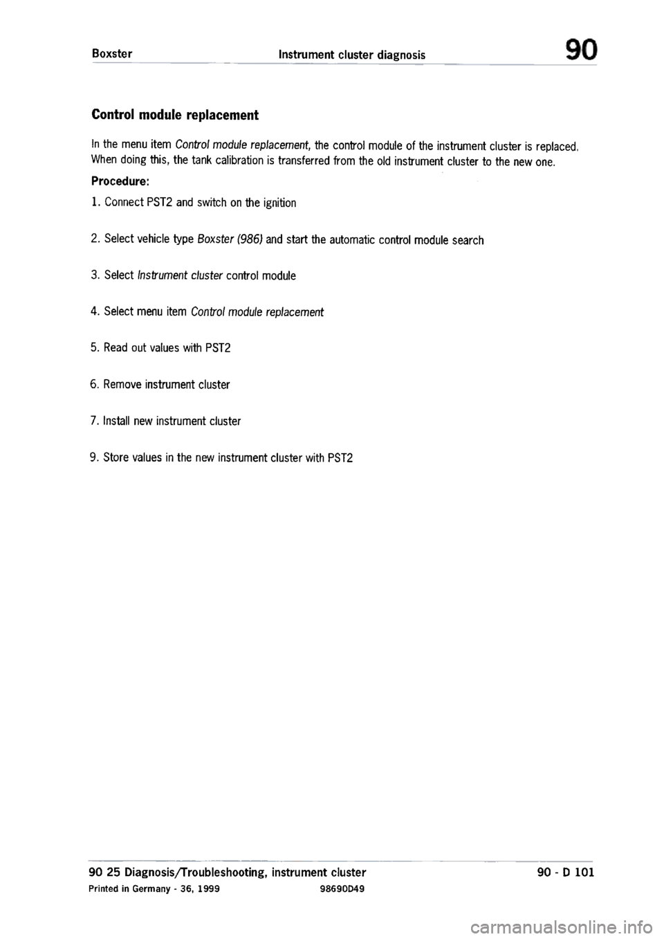 PORSCHE 986 BOXSTER 1997  Workshop Manual 