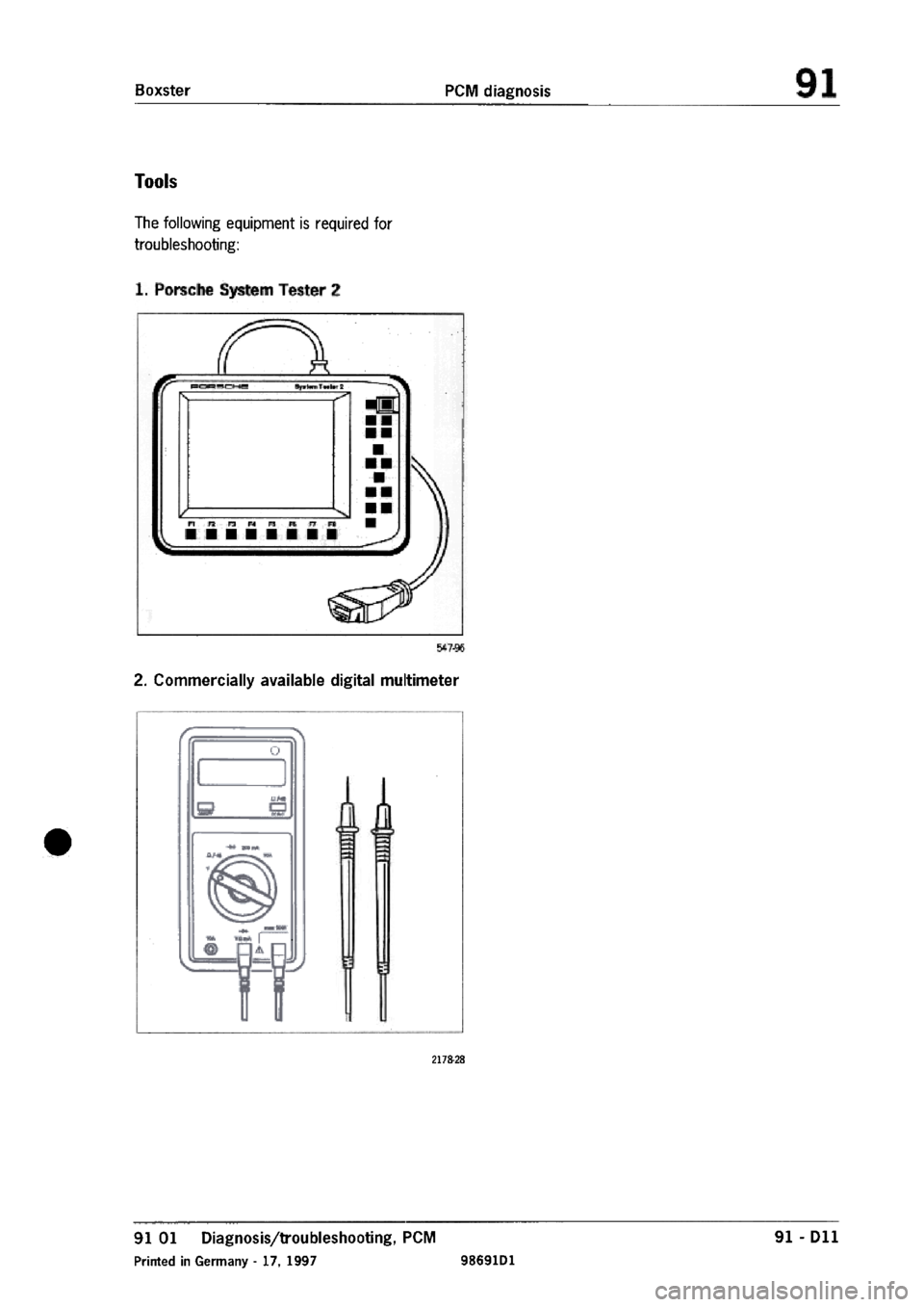 PORSCHE 986 BOXSTER 1997  Workshop Manual 