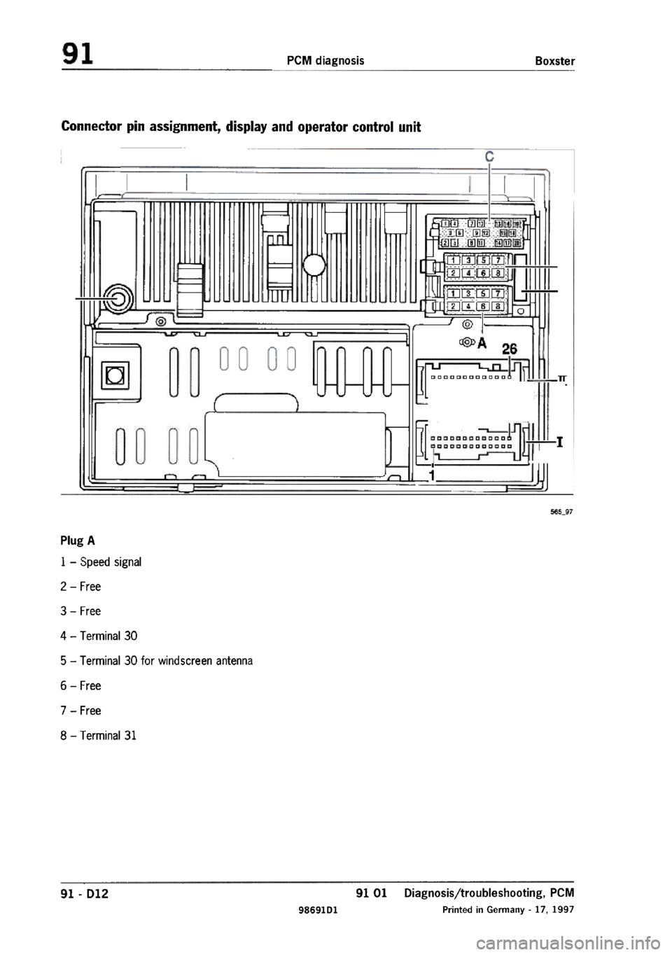 PORSCHE 986 BOXSTER 1997  Workshop Manual 