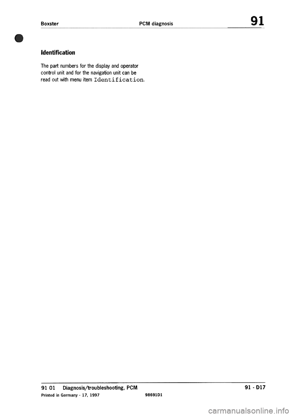 PORSCHE 986 BOXSTER 1997  Workshop Manual 