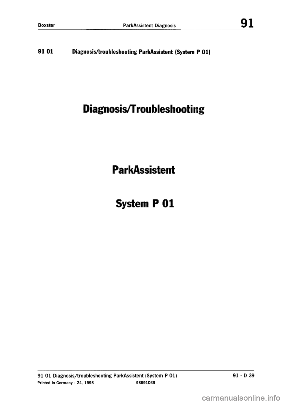 PORSCHE 986 BOXSTER 1997  Workshop Manual 