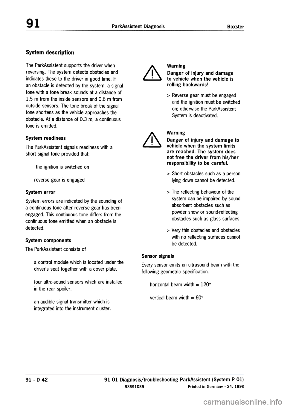 PORSCHE 986 BOXSTER 1997  Workshop Manual 