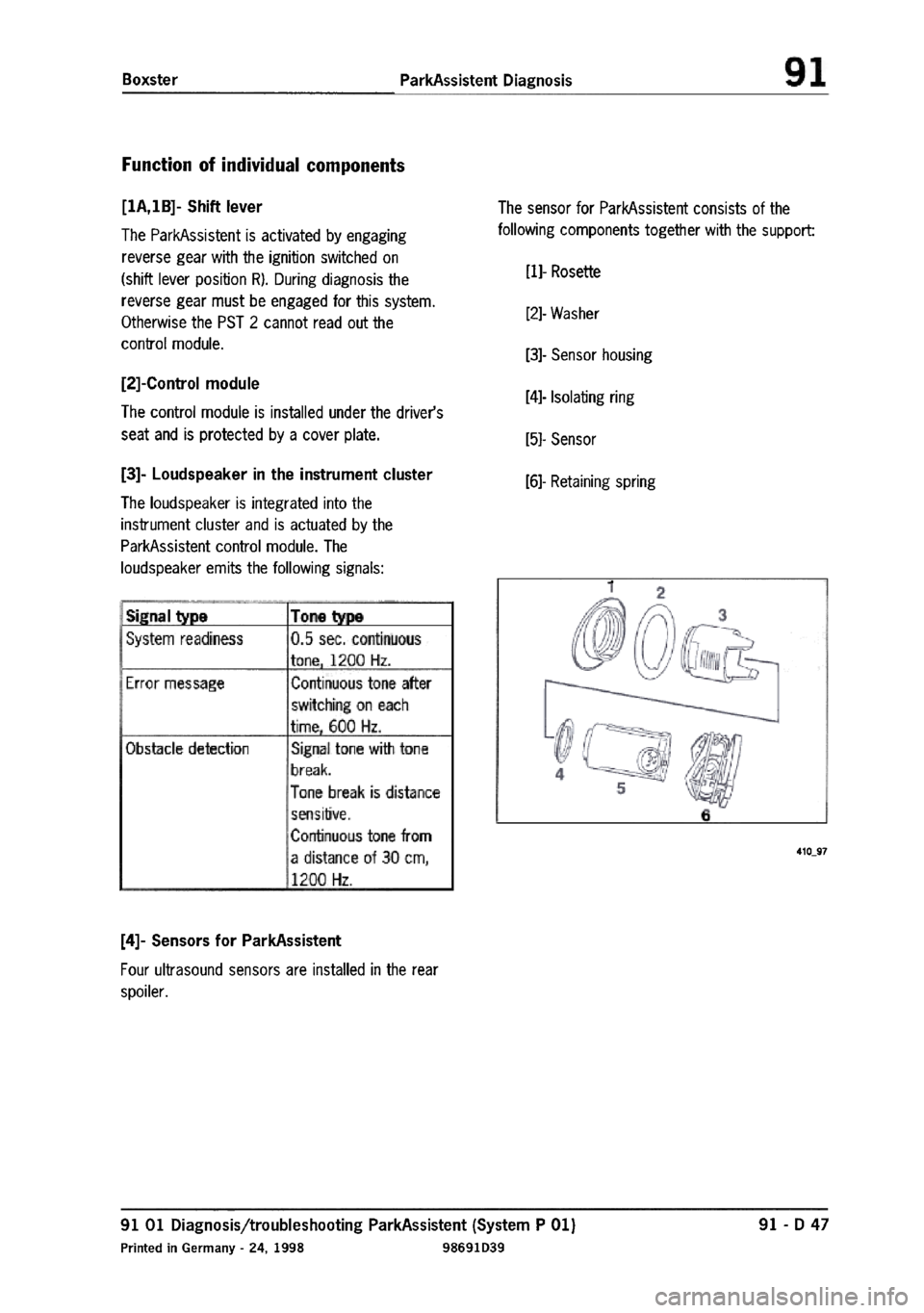 PORSCHE 986 BOXSTER 1997  Workshop Manual 