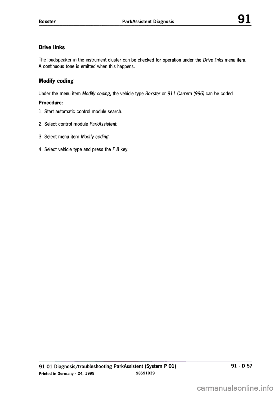 PORSCHE 986 BOXSTER 1997  Workshop Manual 
