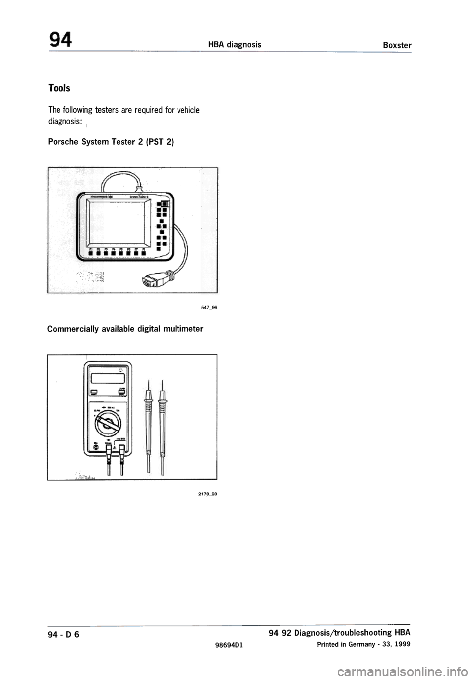 PORSCHE 986 BOXSTER 1997  Workshop Manual 
