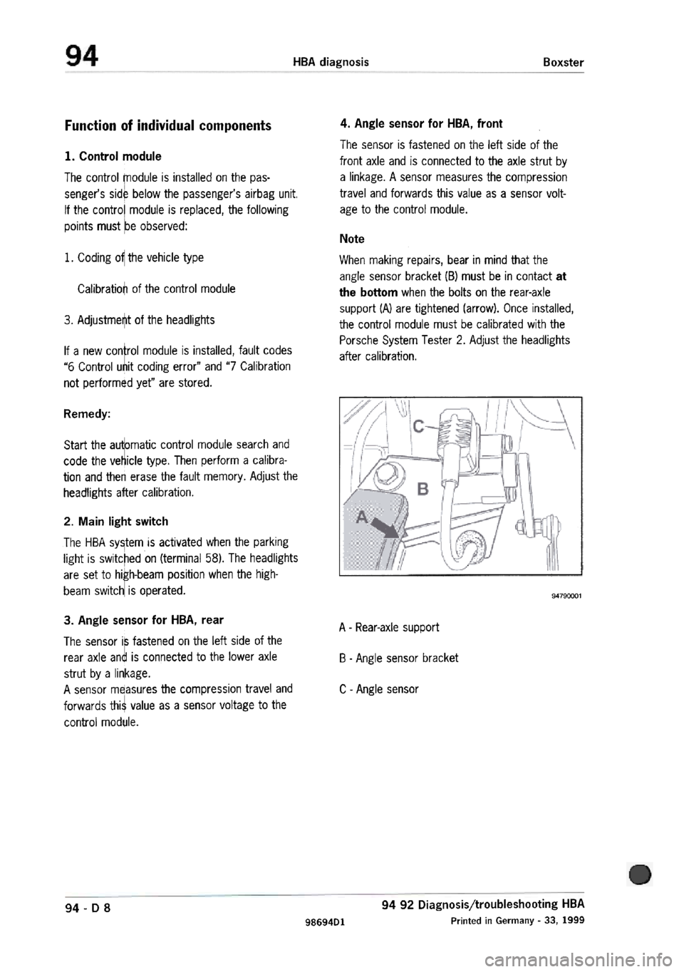 PORSCHE 986 BOXSTER 1997  Workshop Manual 