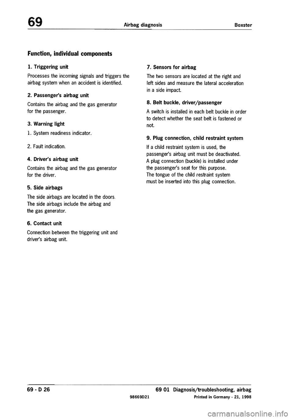 PORSCHE 986 BOXSTER 1997 Owners Guide 