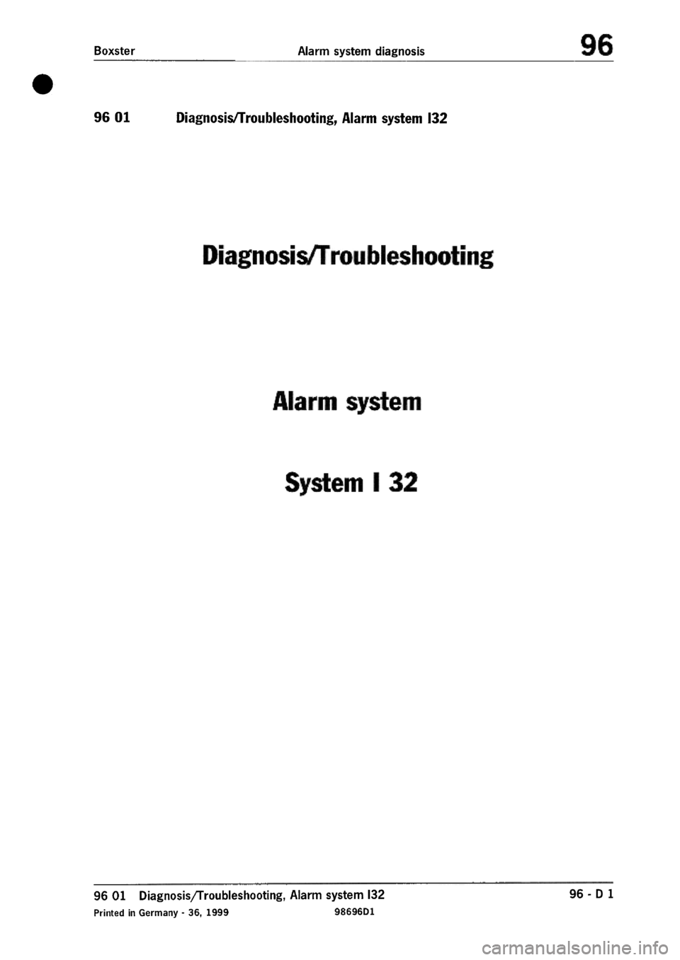 PORSCHE 986 BOXSTER 1997  Workshop Manual 