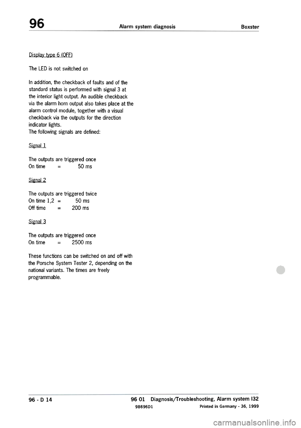 PORSCHE 986 BOXSTER 1997  Workshop Manual 