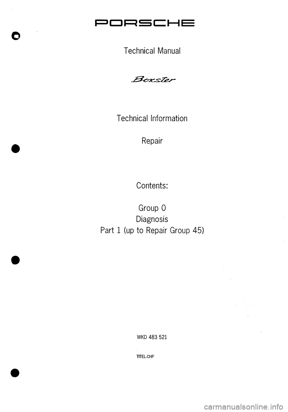 PORSCHE 986 BOXSTER 1997  Workshop Manual 