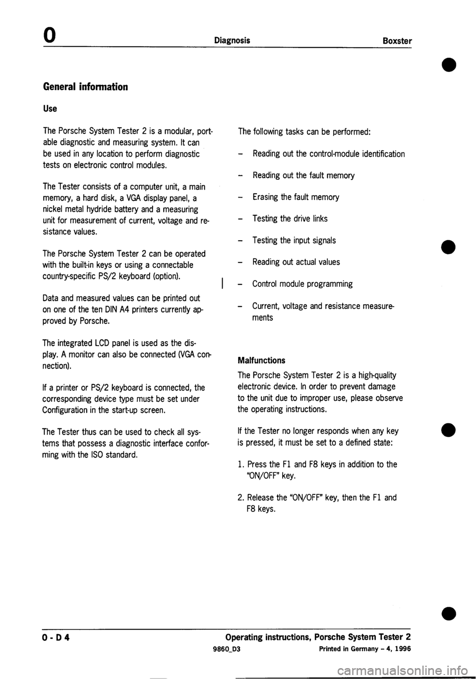 PORSCHE 986 BOXSTER 1997  Workshop Manual 