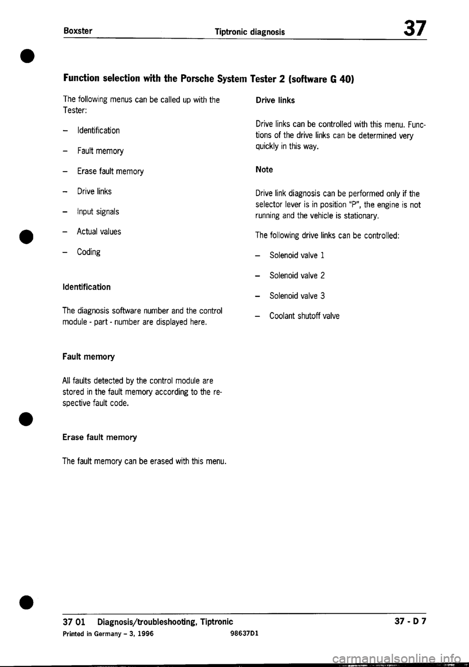 PORSCHE 986 BOXSTER 1997 Workshop Manual PORSCHE 986 BOXSTER 1997 Workshop Manual