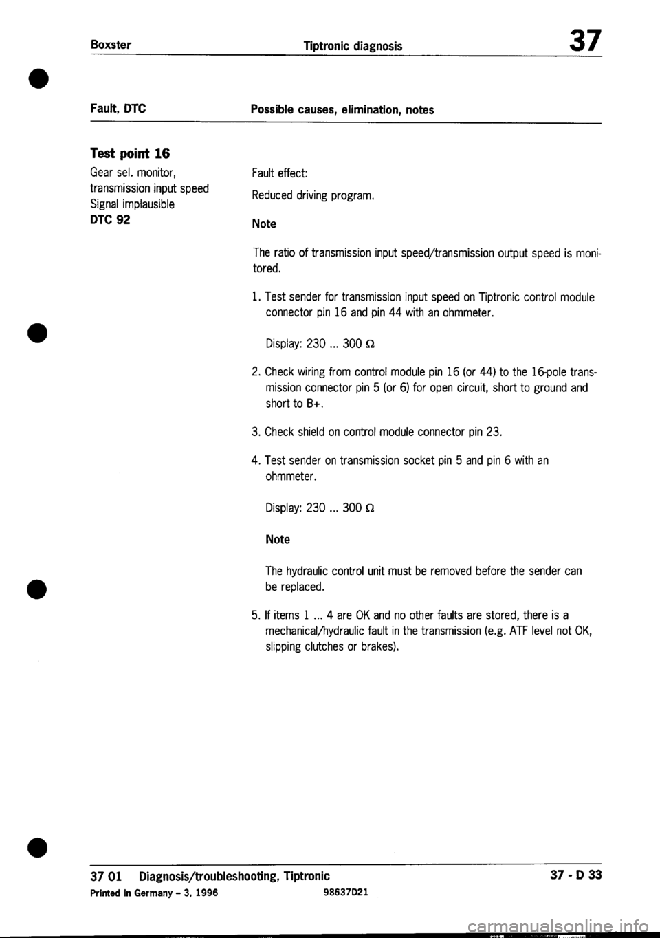 PORSCHE 986 BOXSTER 1997 Workshop Manual PORSCHE 986 BOXSTER 1997 Workshop Manual