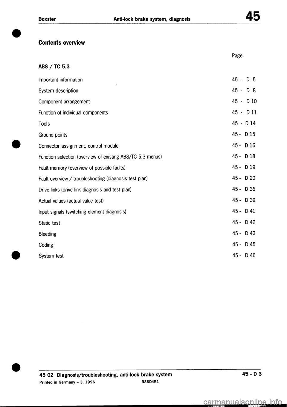 PORSCHE 986 BOXSTER 1997 Workshop Manual PORSCHE 986 BOXSTER 1997 Workshop Manual