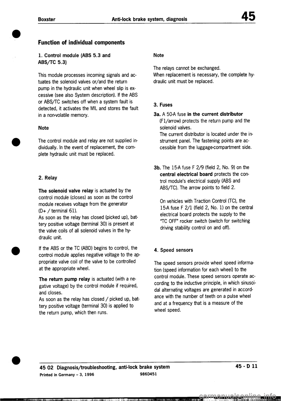 PORSCHE 986 BOXSTER 1997 Workshop Manual PORSCHE 986 BOXSTER 1997 Workshop Manual