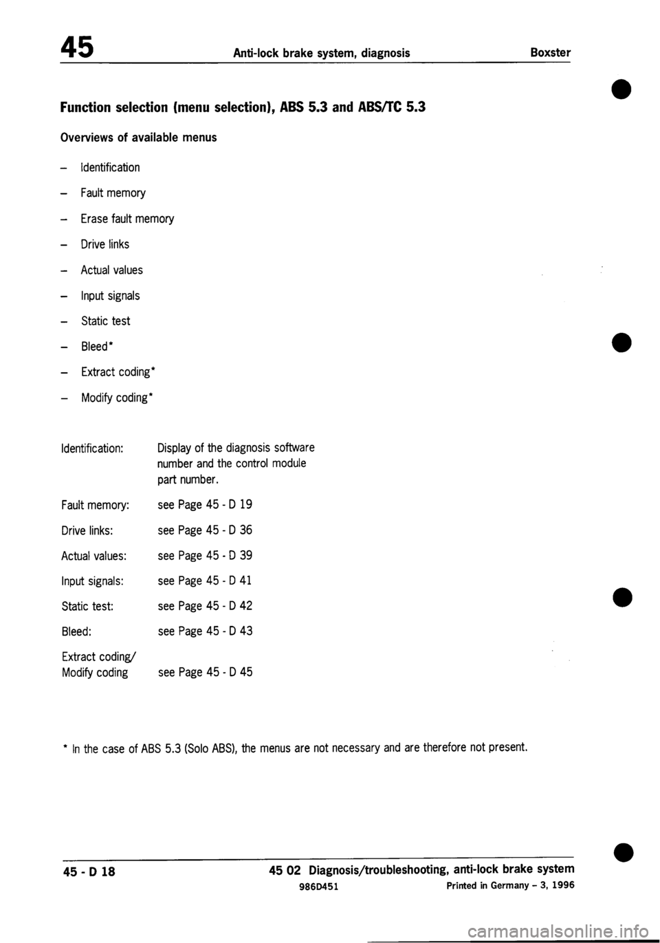 PORSCHE 986 BOXSTER 1997 Workshop Manual PORSCHE 986 BOXSTER 1997 Workshop Manual