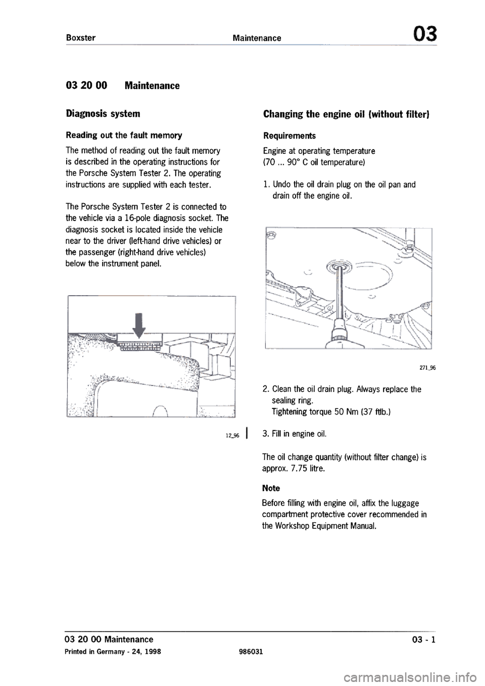 PORSCHE 986 BOXSTER 1997  Workshop Manual 