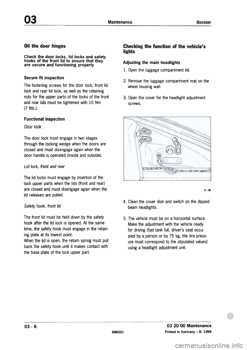 PORSCHE 986 BOXSTER 1997  Workshop Manual 