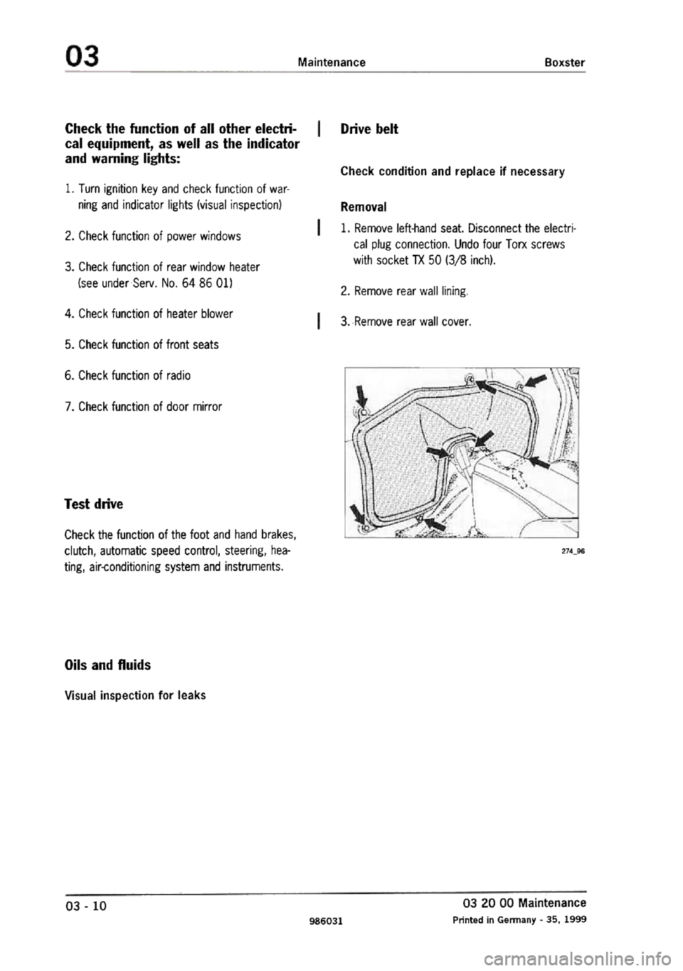 PORSCHE 986 BOXSTER 1997  Workshop Manual 