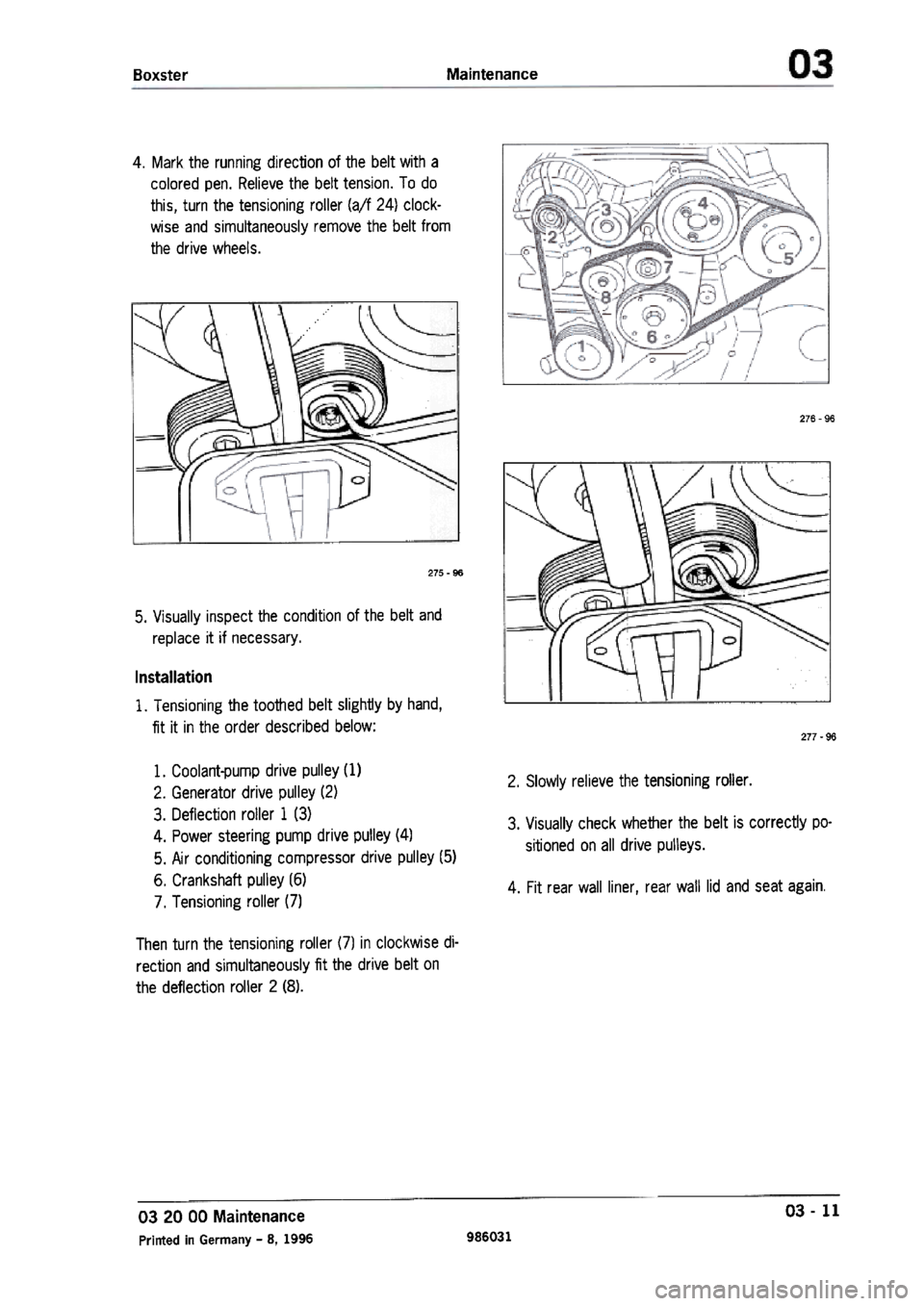 PORSCHE 986 BOXSTER 1997  Workshop Manual 