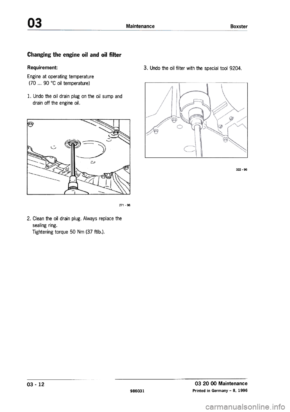 PORSCHE 986 BOXSTER 1997  Workshop Manual 