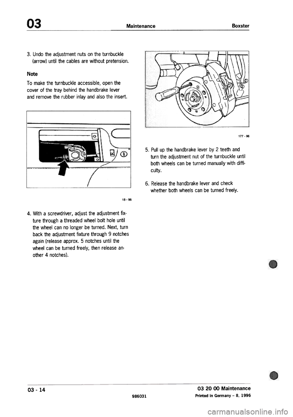 PORSCHE 986 BOXSTER 1997  Workshop Manual 
