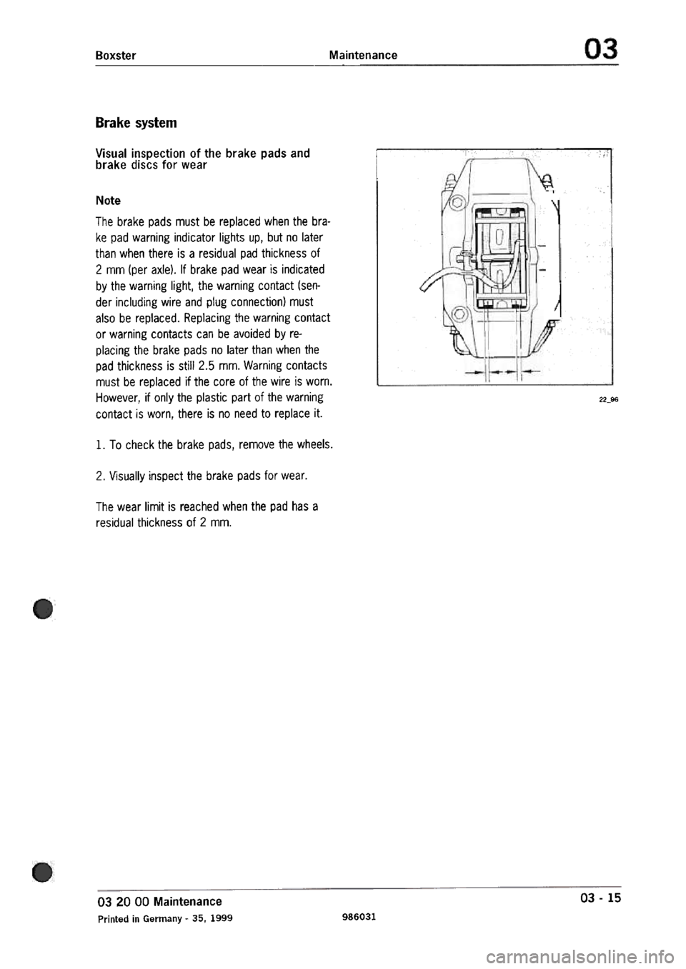 PORSCHE 986 BOXSTER 1997  Workshop Manual 