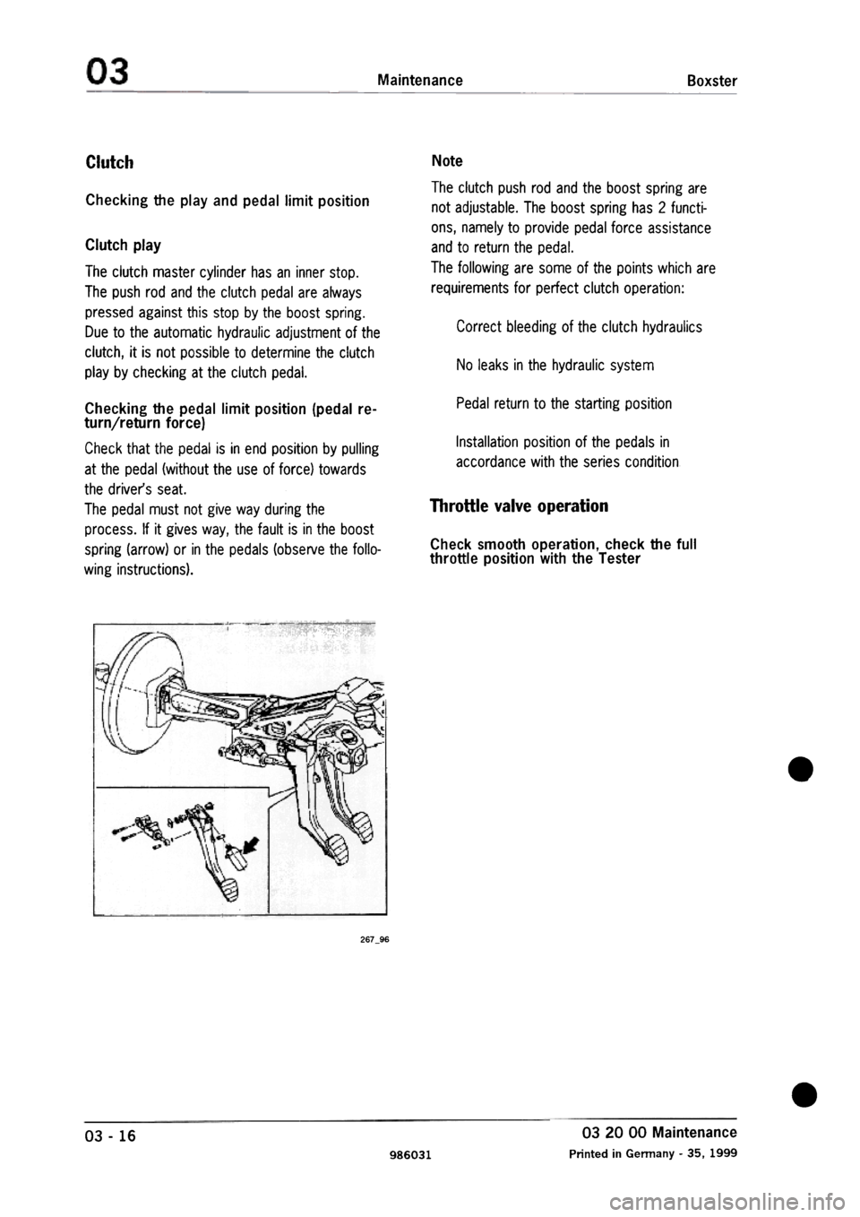 PORSCHE 986 BOXSTER 1997  Workshop Manual 