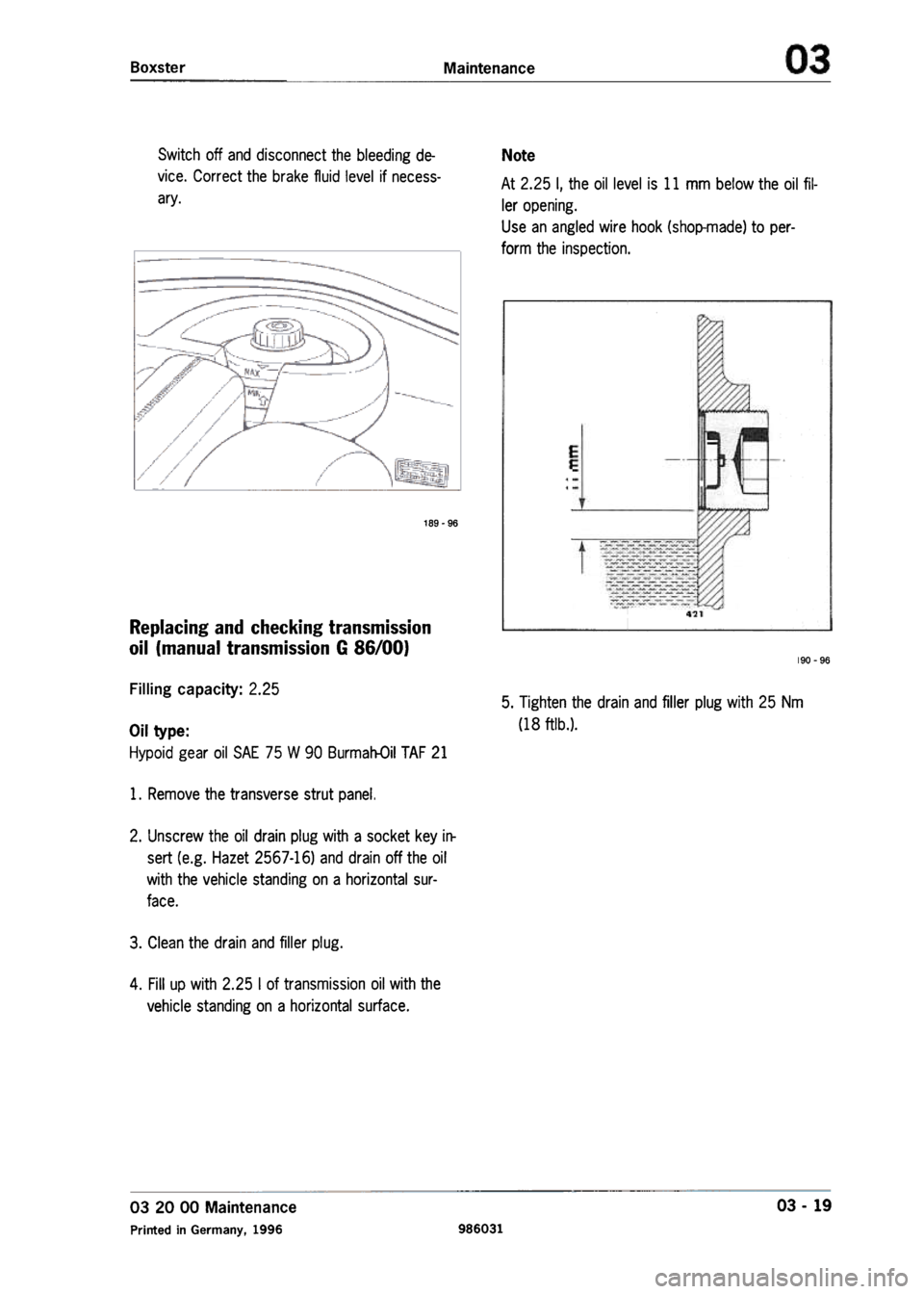 PORSCHE 986 BOXSTER 1997  Workshop Manual 