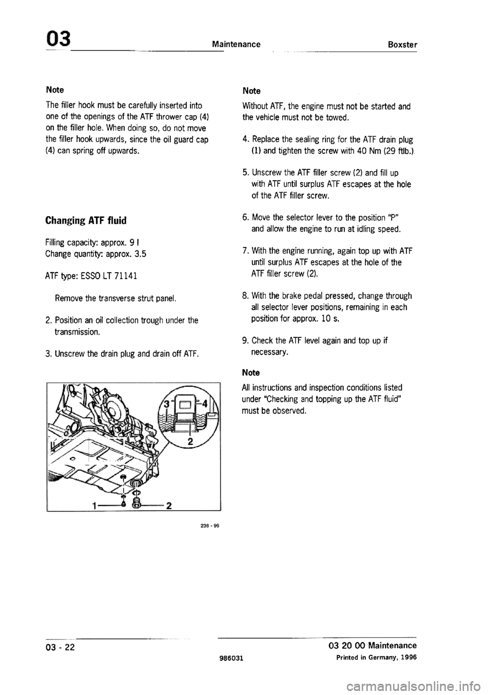 PORSCHE 986 BOXSTER 1997  Workshop Manual 