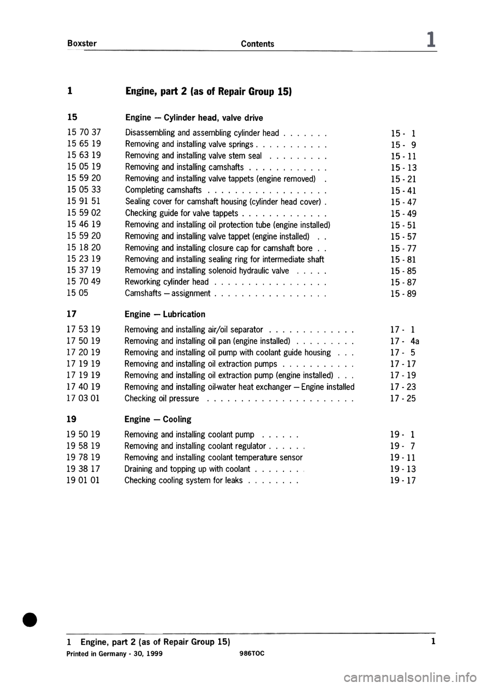 PORSCHE 986 BOXSTER 1997  Workshop Manual 