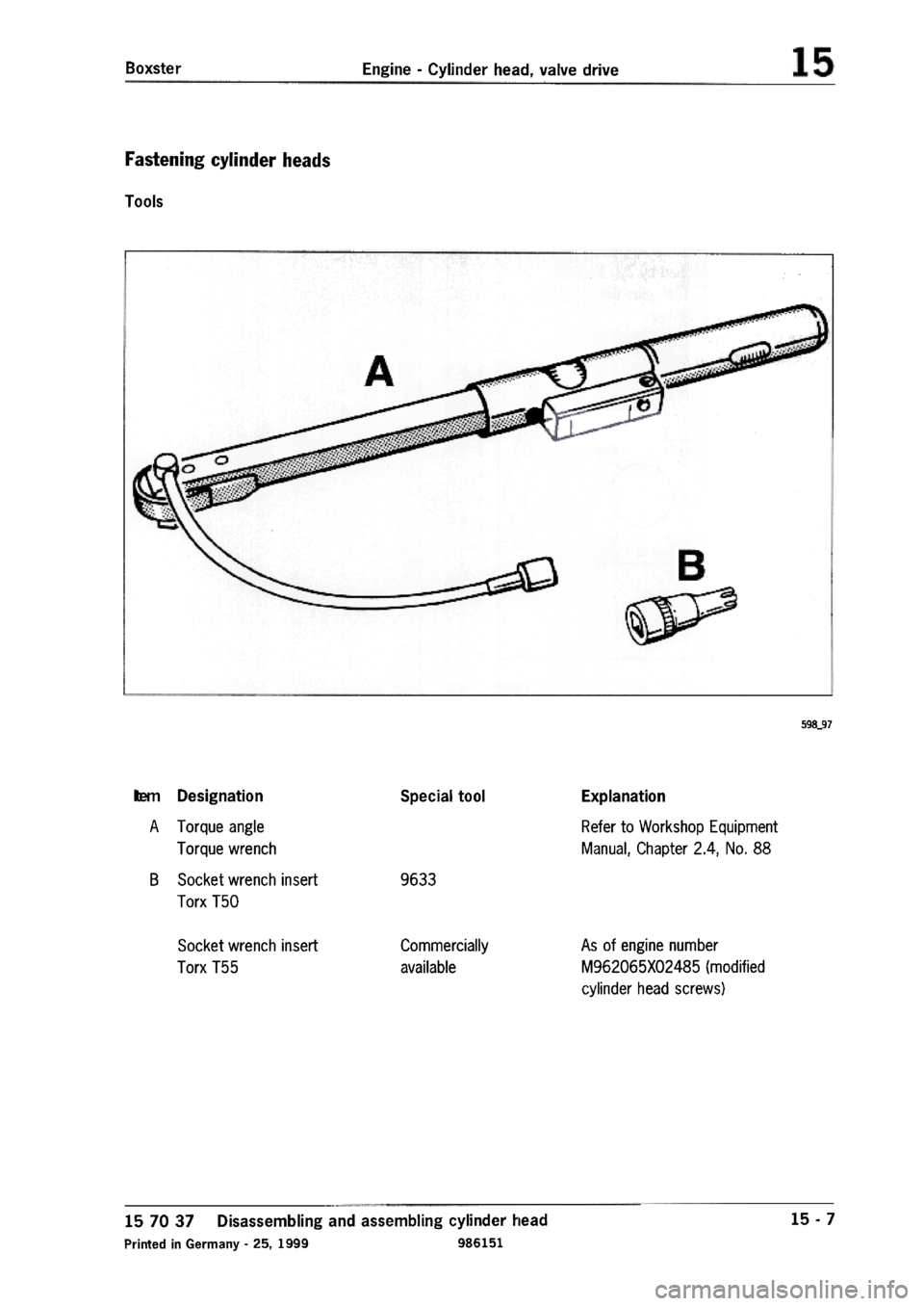 PORSCHE 986 BOXSTER 1997  Workshop Manual 