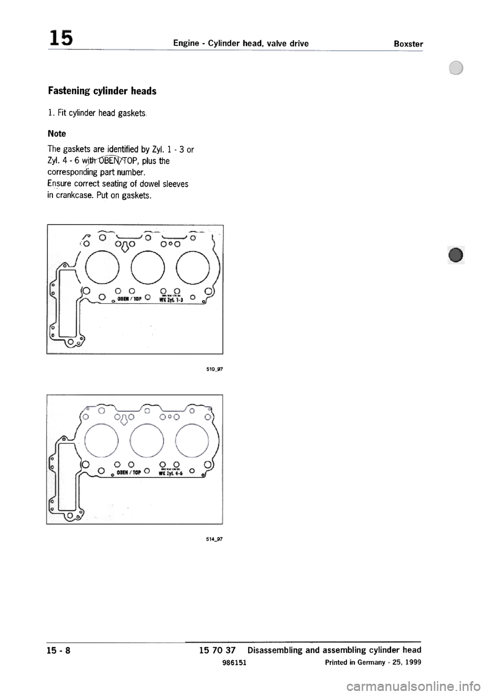 PORSCHE 986 BOXSTER 1997  Workshop Manual 