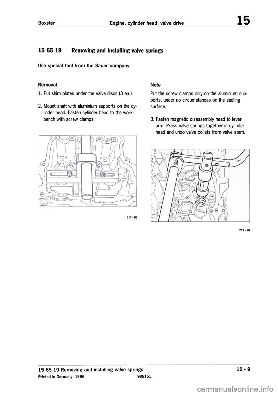 PORSCHE 986 BOXSTER 1997  Workshop Manual 