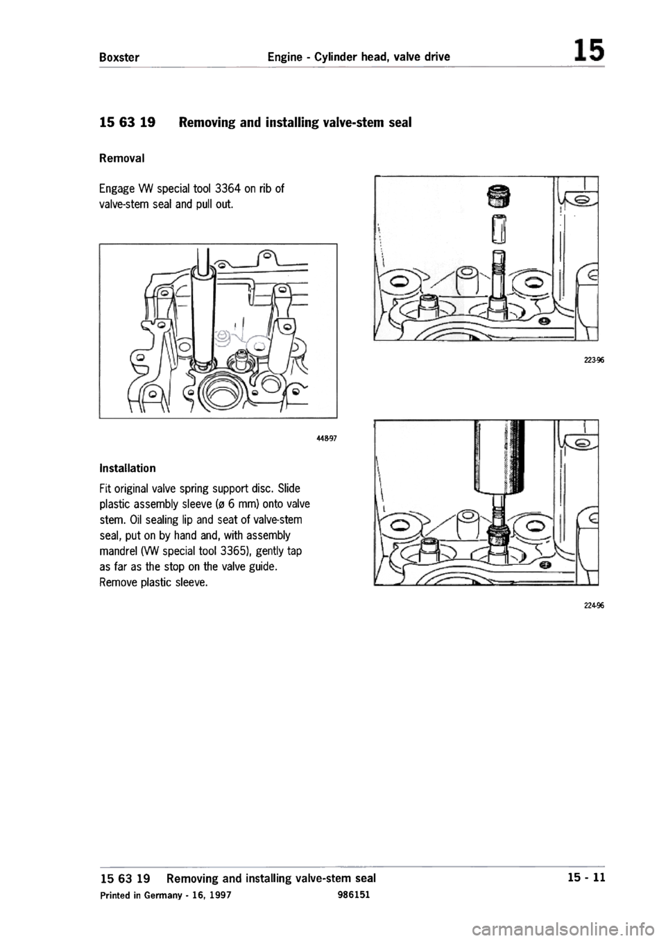PORSCHE 986 BOXSTER 1997  Workshop Manual 